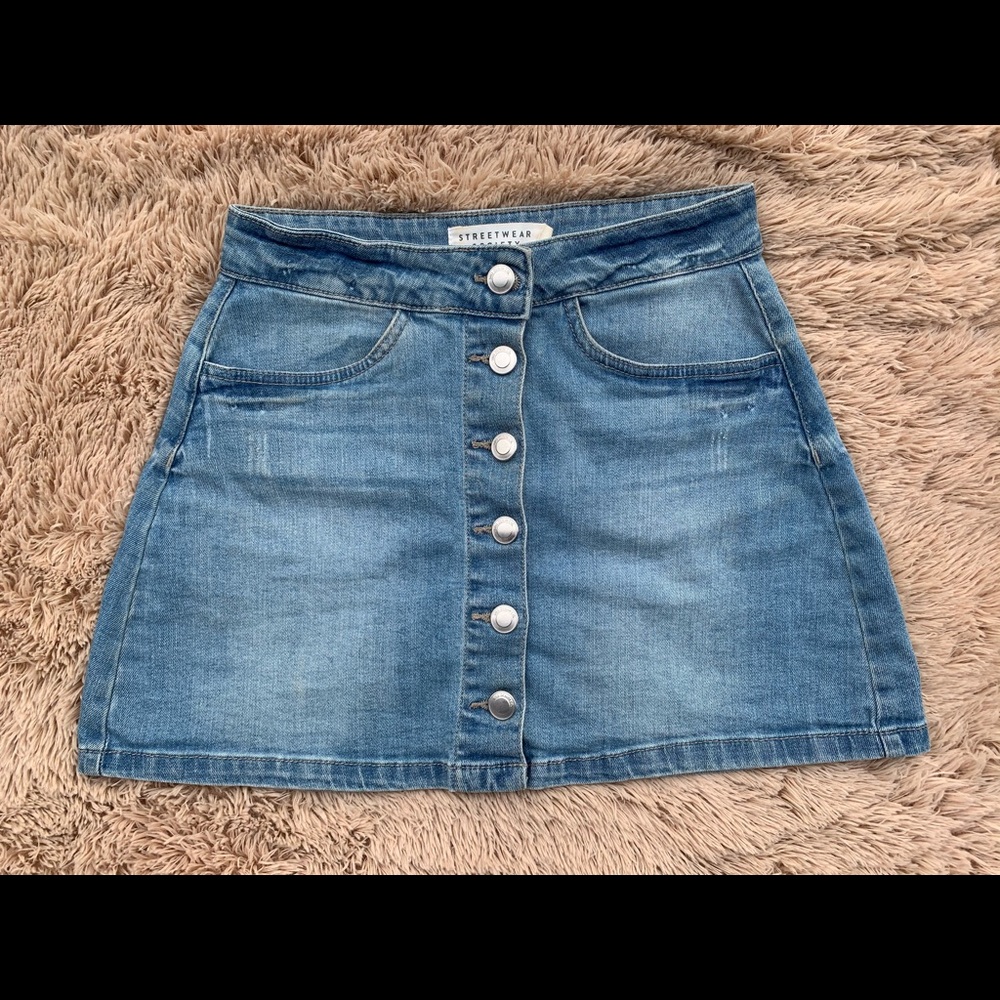 SWS • Denim Button-Down A-Line Skirt